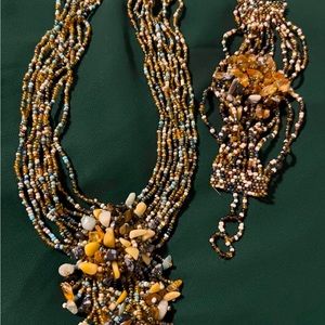 Bead necklace and bracelet set